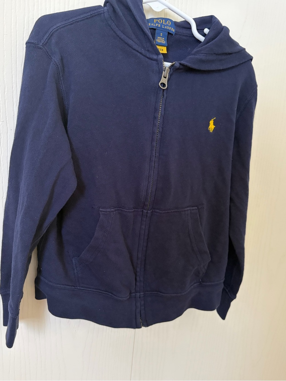 Polo by Ralph Lauren Navy Zip Hoodie with Yellow Pony